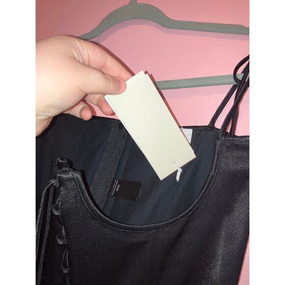 NWT Reserved Re.Design Lace-Up Satin Corset Top Black M/L - Picture 6 of 8